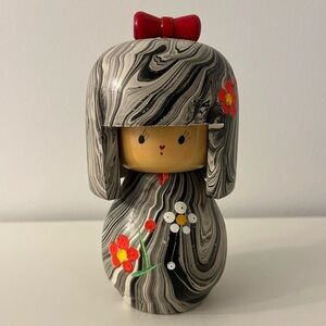 Vintage Wooden Kokeshi Japanese Doll Hand Painted